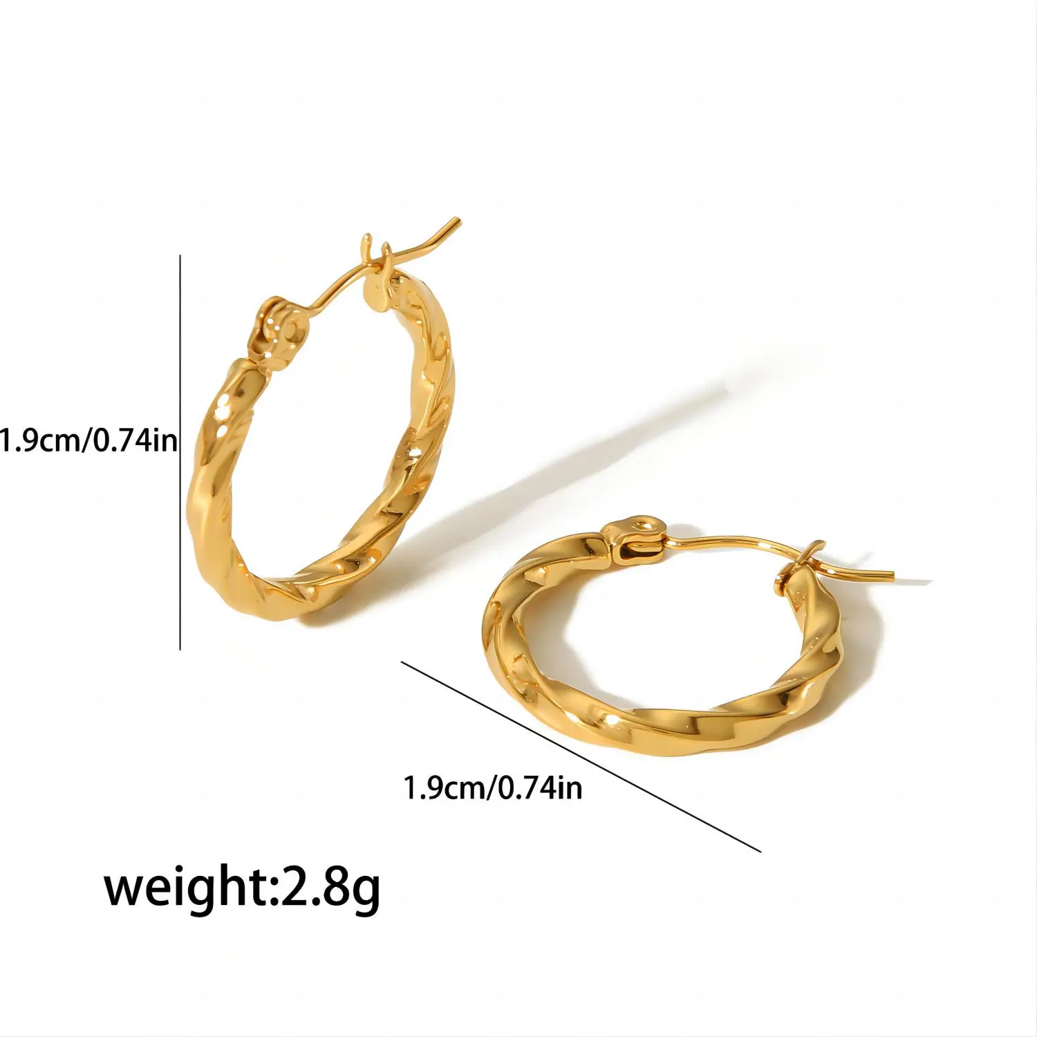 1 Pair Of Stylish 18K Gold-Plated Stainless Steel Twist Earrings Suitable For Women's Daily Wear h5 Picture2